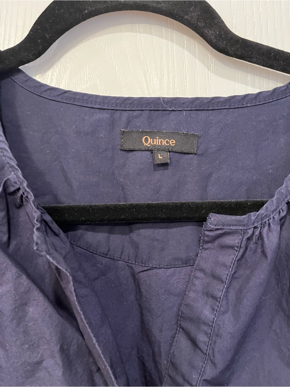 Quince Maxi Dress Navy Blue Organic Cotton Poplin Tiered Large - Picture 3 of 9